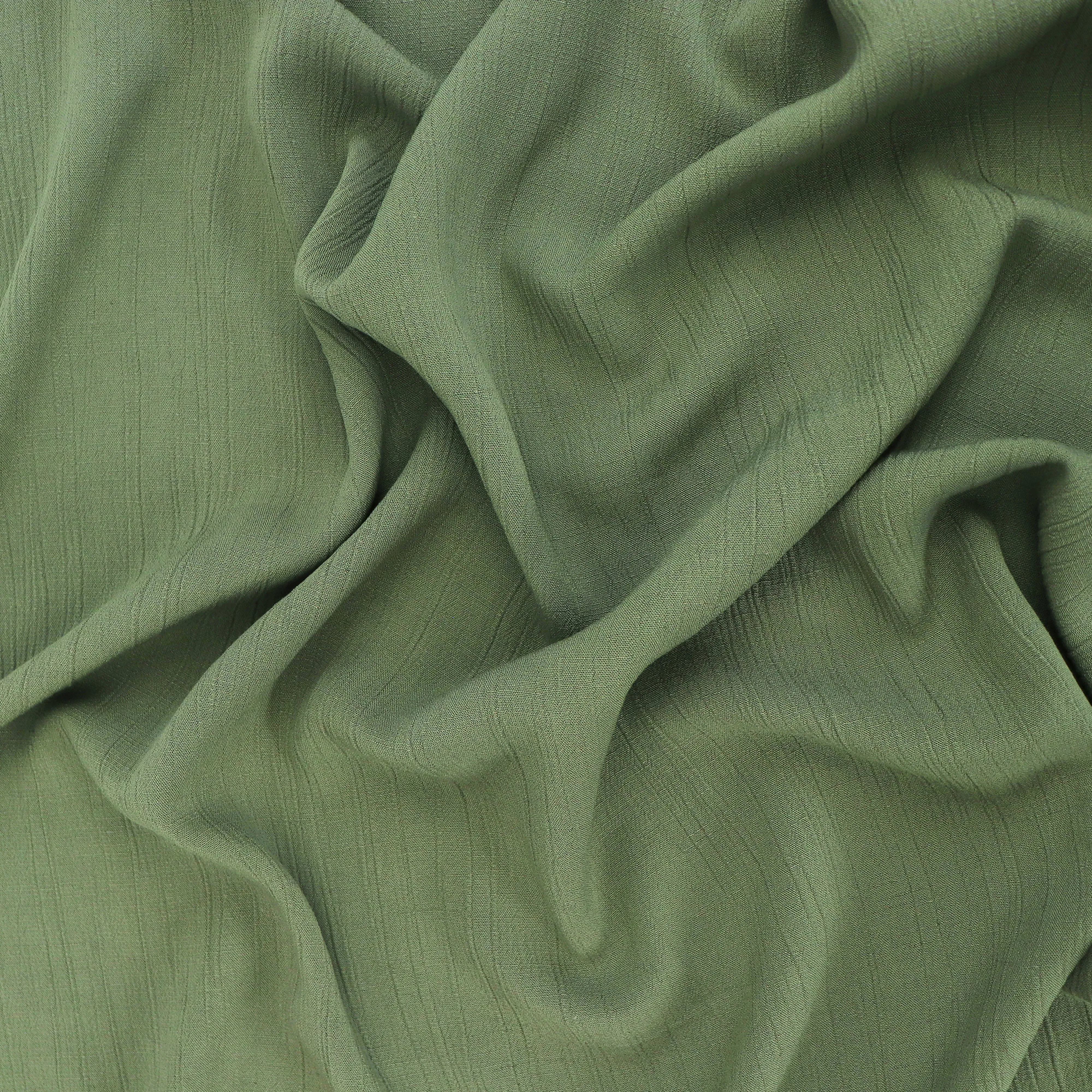 Viscose Linen Crinkle - Khaki Green