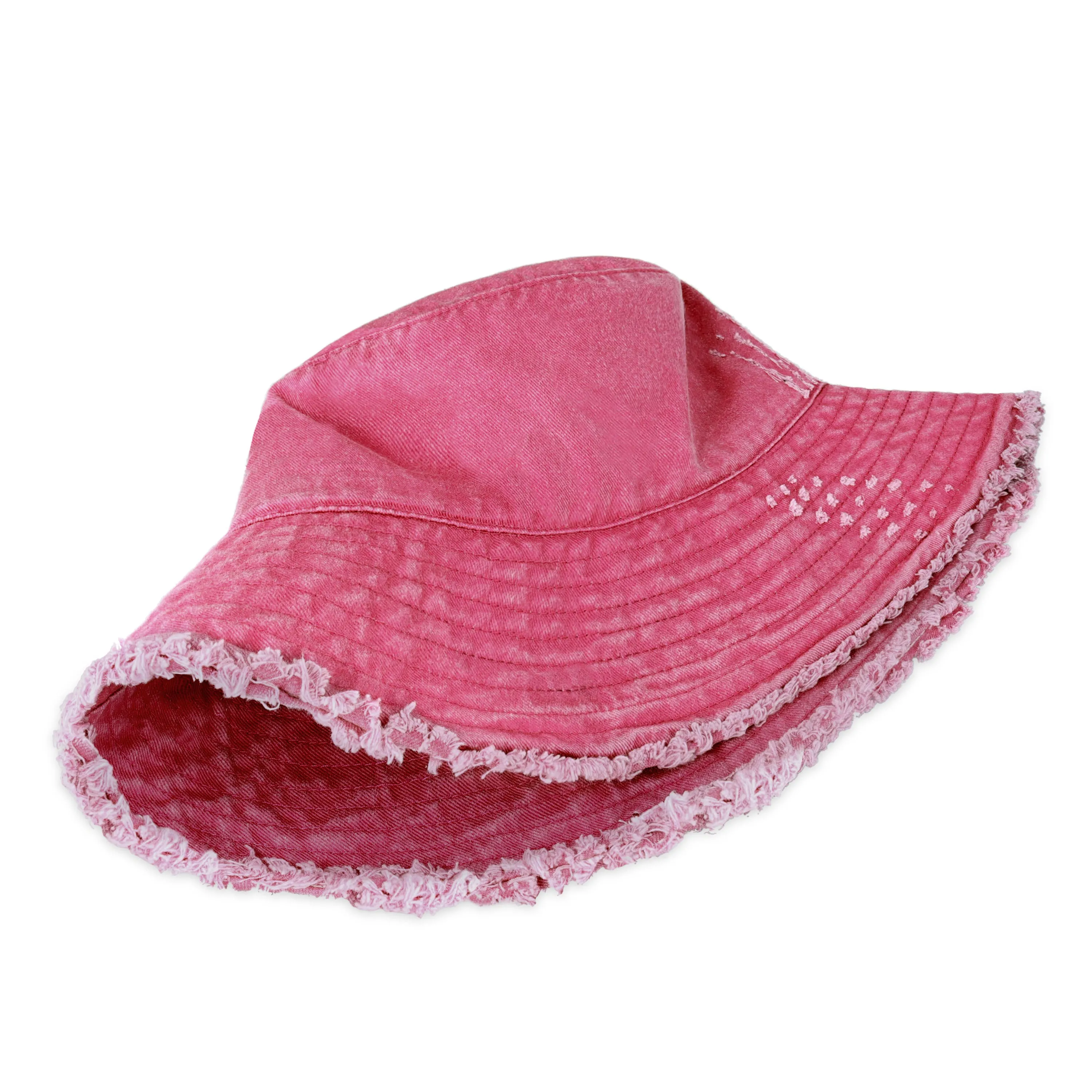 Wide Brim Frayed Bucket Hat