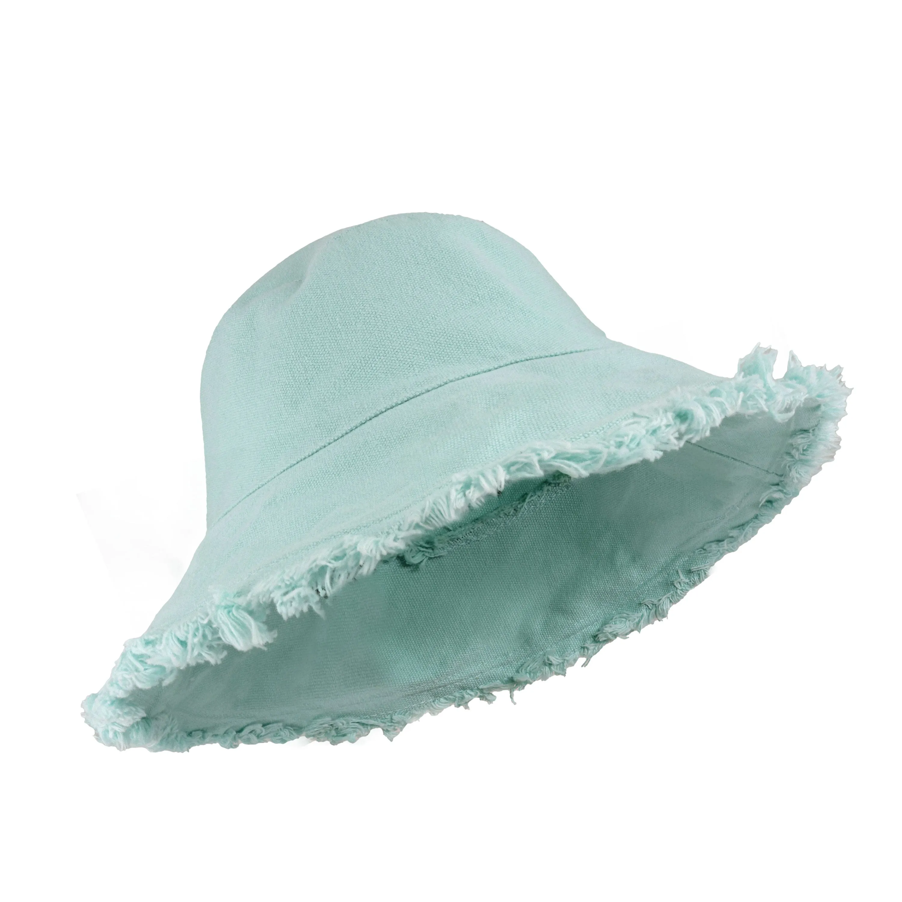 Wide Brim Frayed Bucket Hat