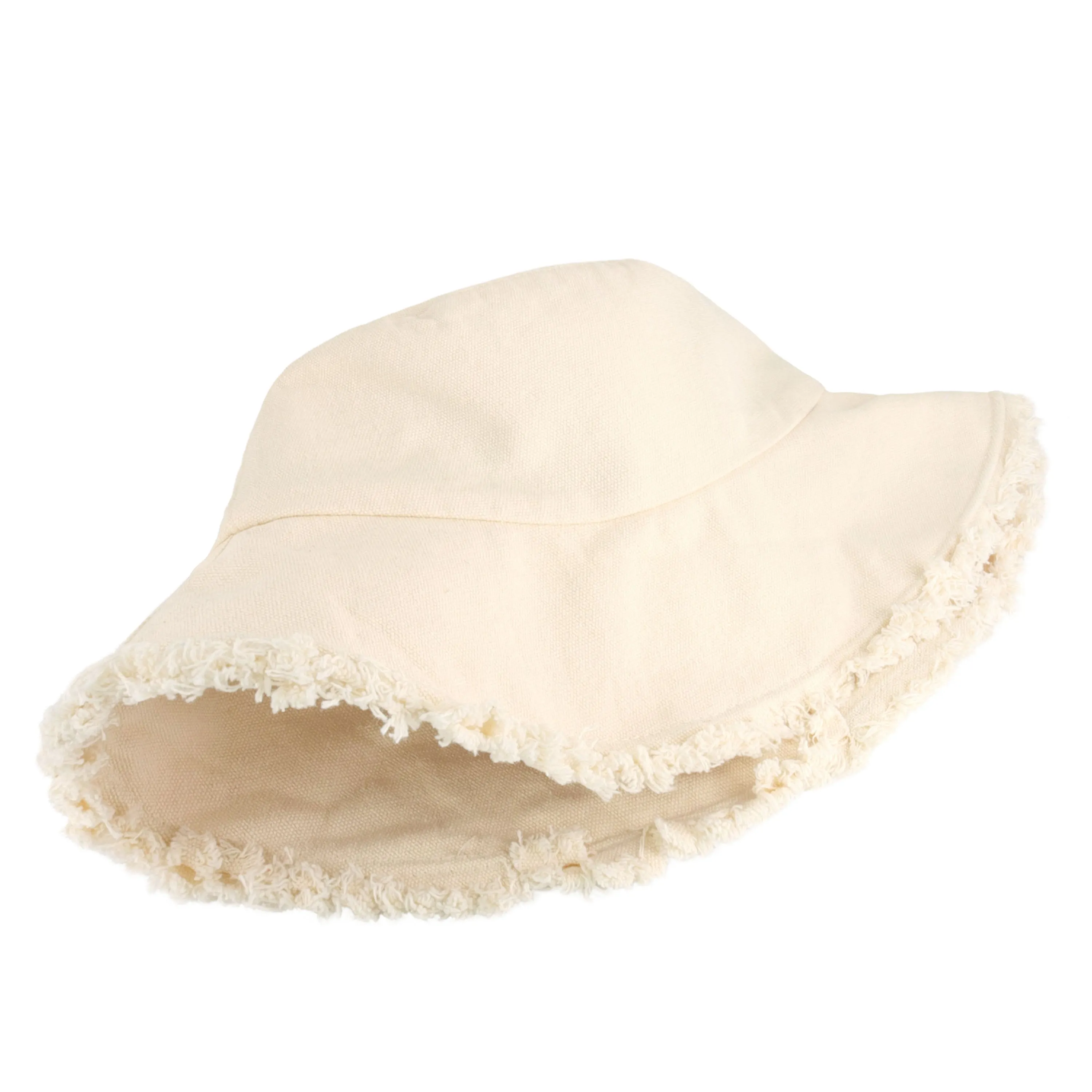 Wide Brim Frayed Bucket Hat