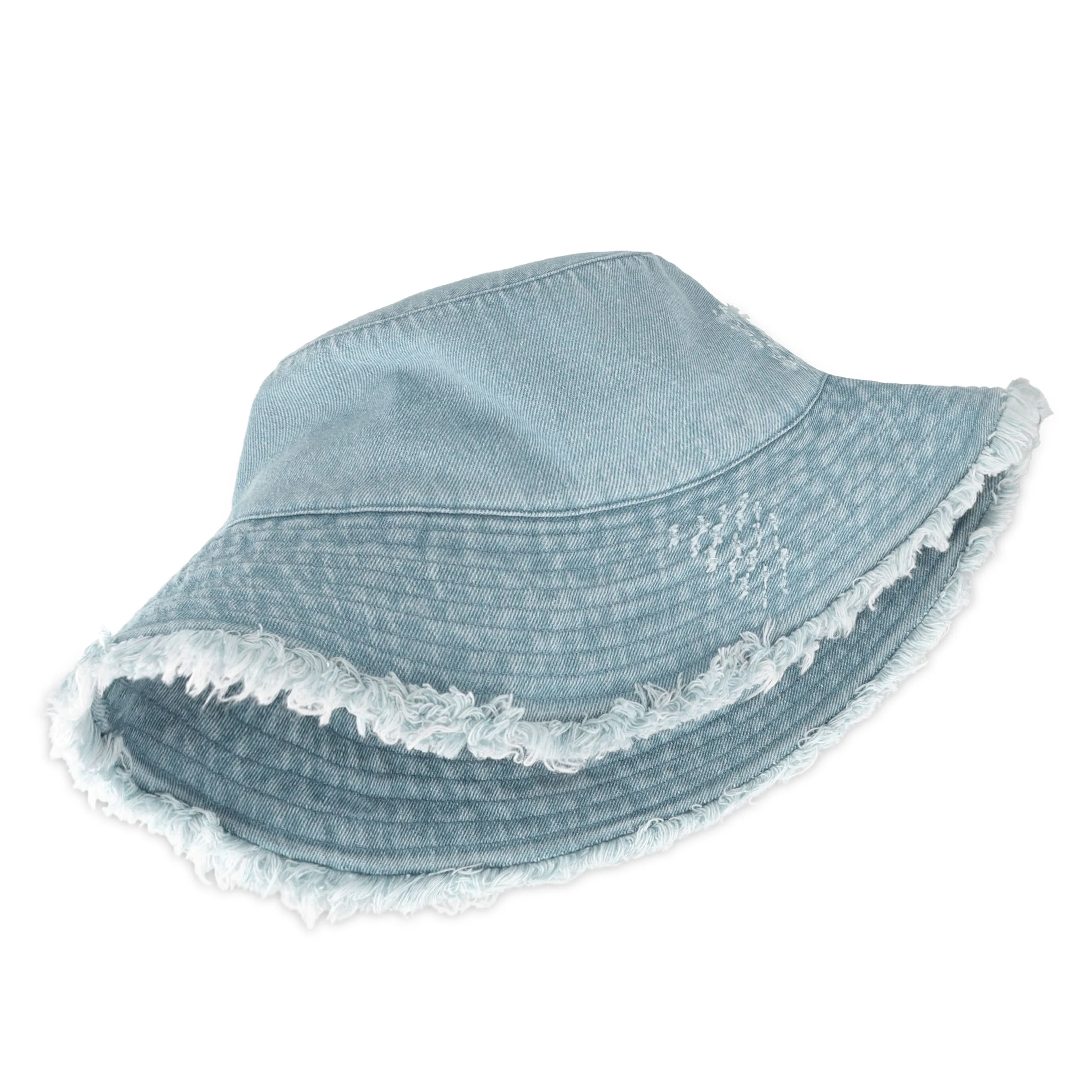 Wide Brim Frayed Bucket Hat