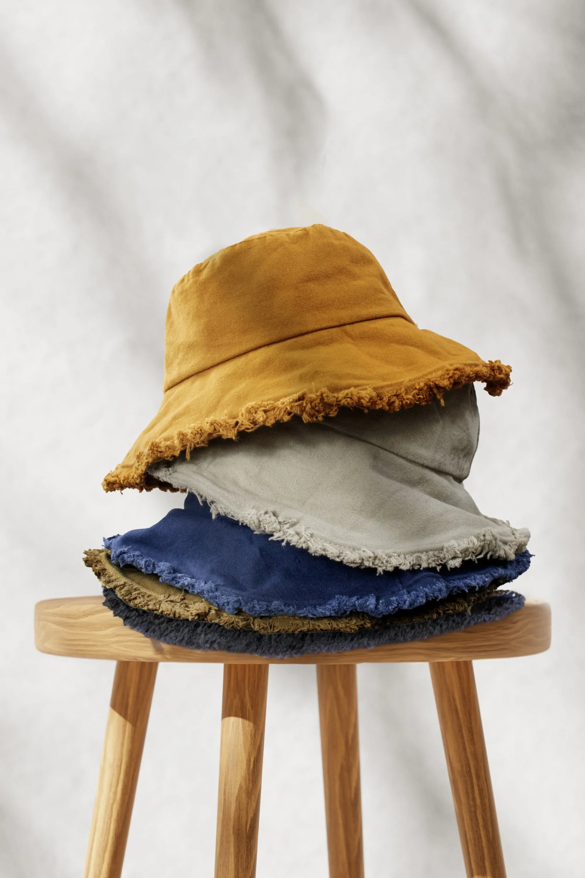 Wide Brim Frayed Bucket Hat