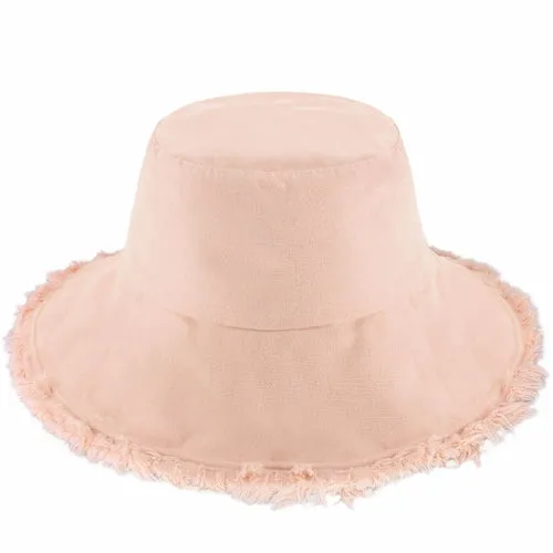 Wide Brim Frayed Bucket Hat