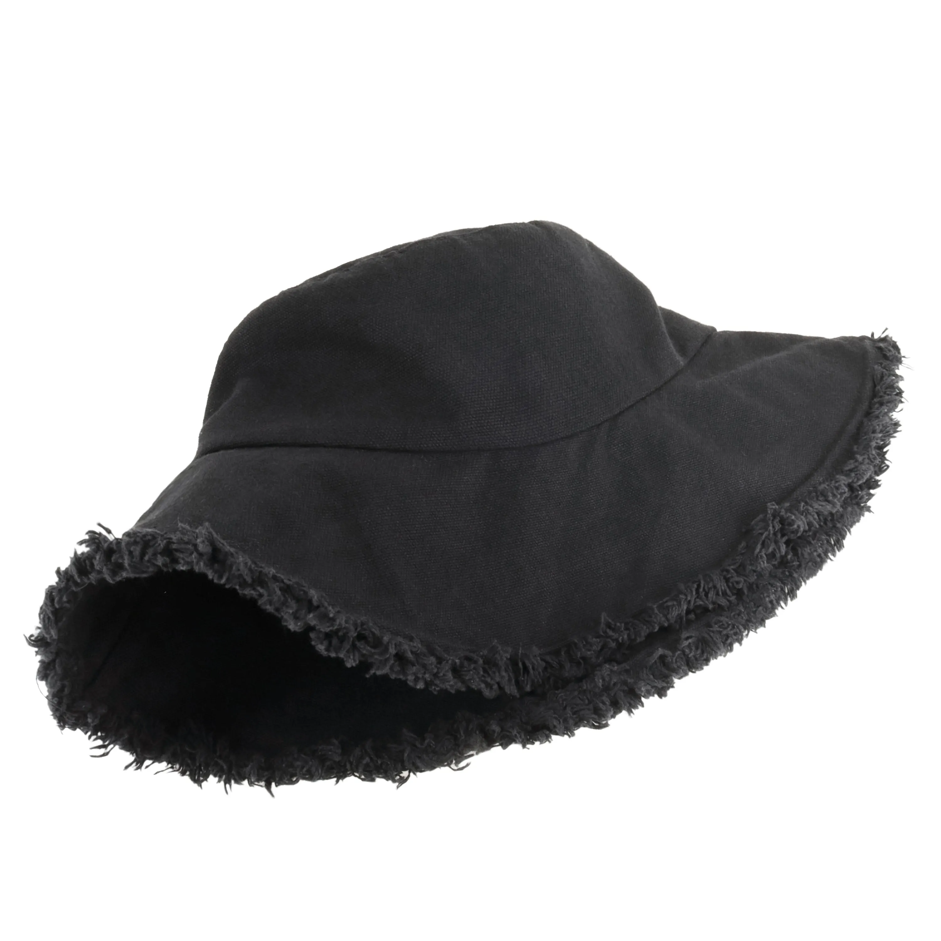 Wide Brim Frayed Bucket Hat