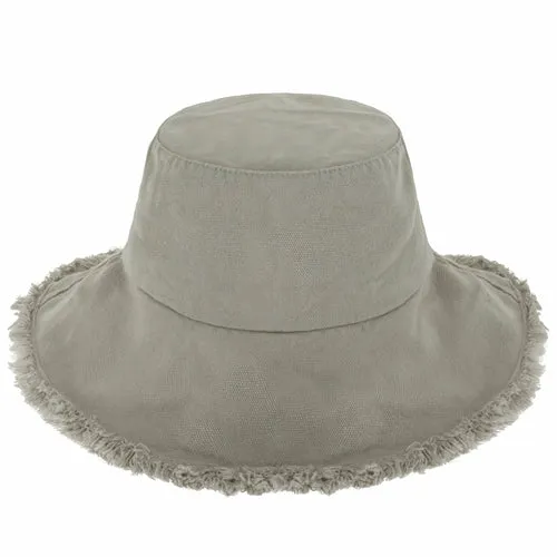 Wide Brim Frayed Bucket Hat