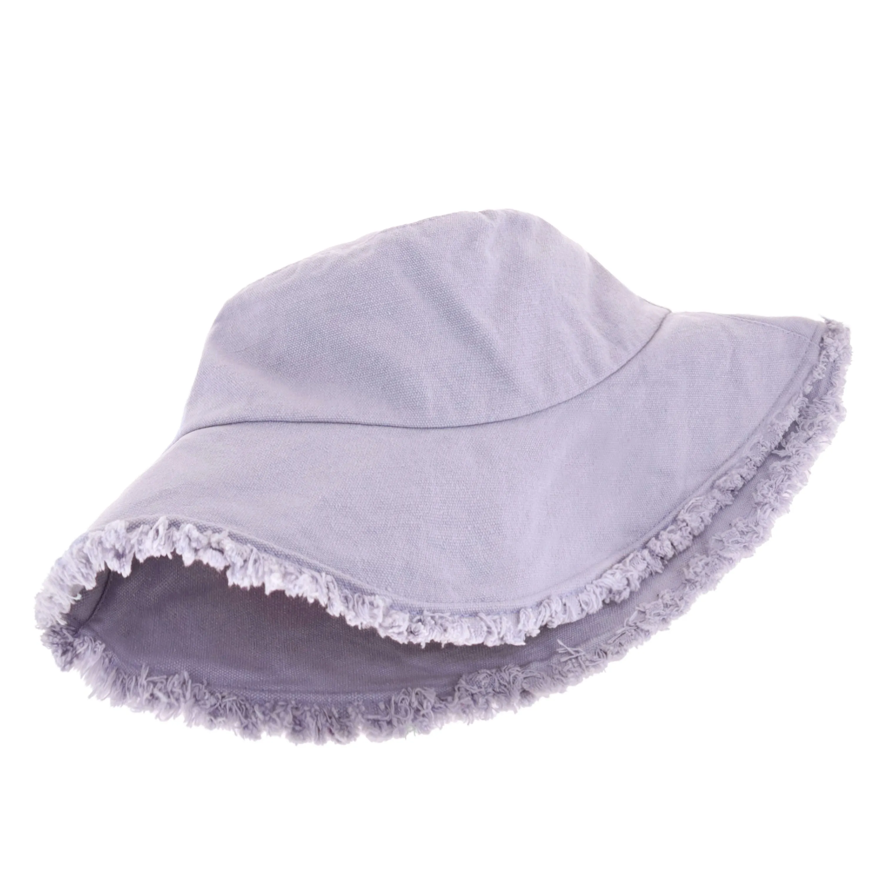 Wide Brim Frayed Bucket Hat