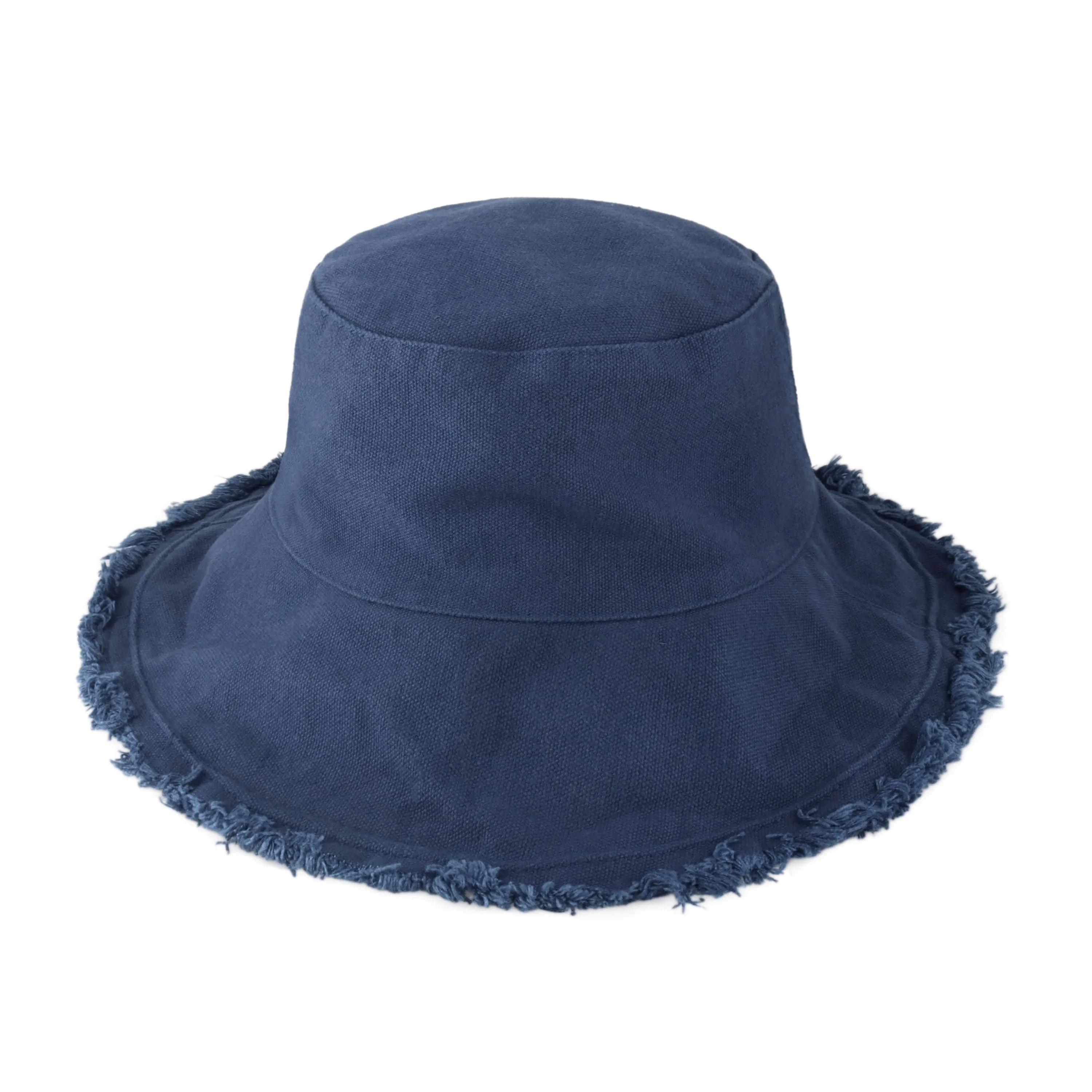 Wide Brim Frayed Bucket Hat