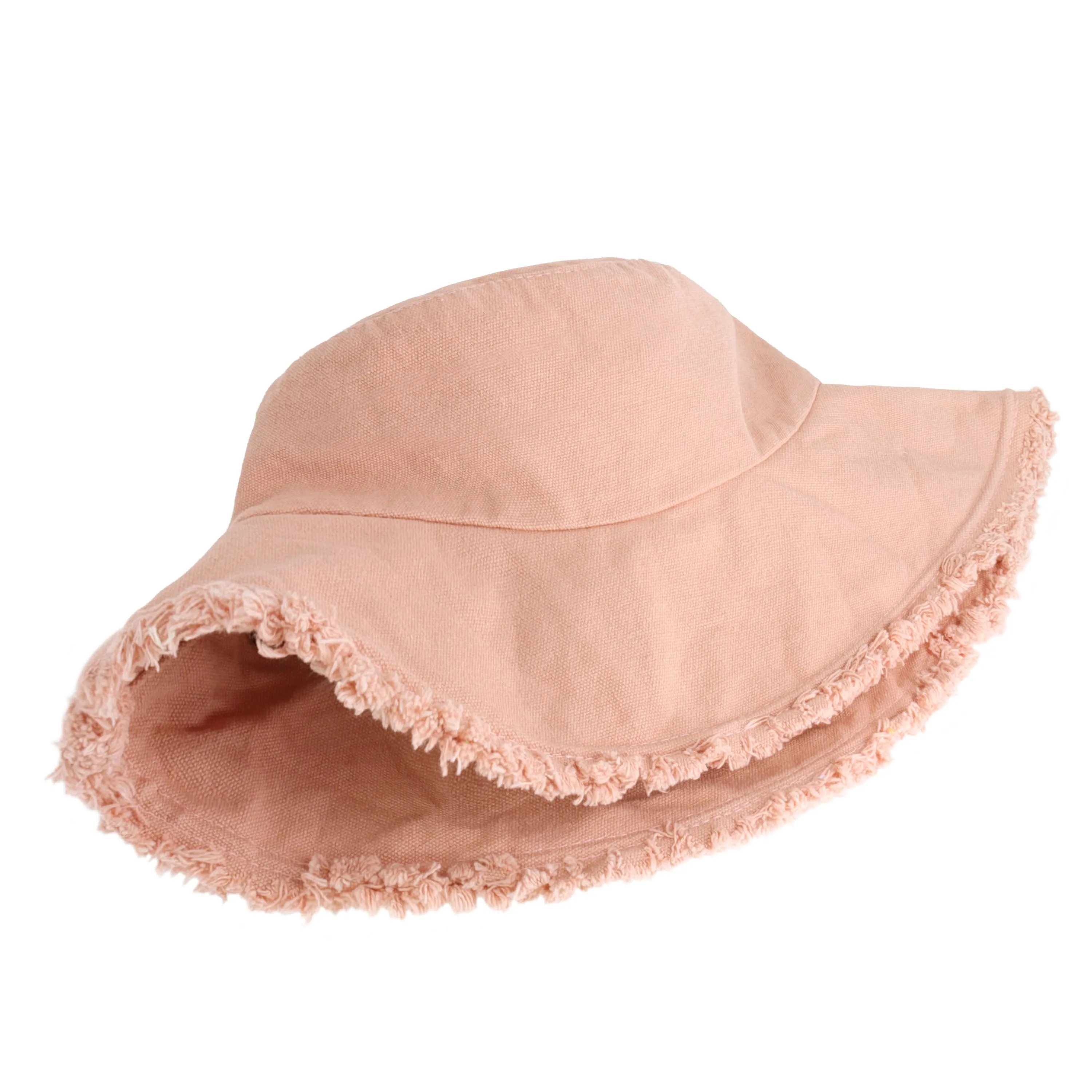 Wide Brim Frayed Bucket Hat