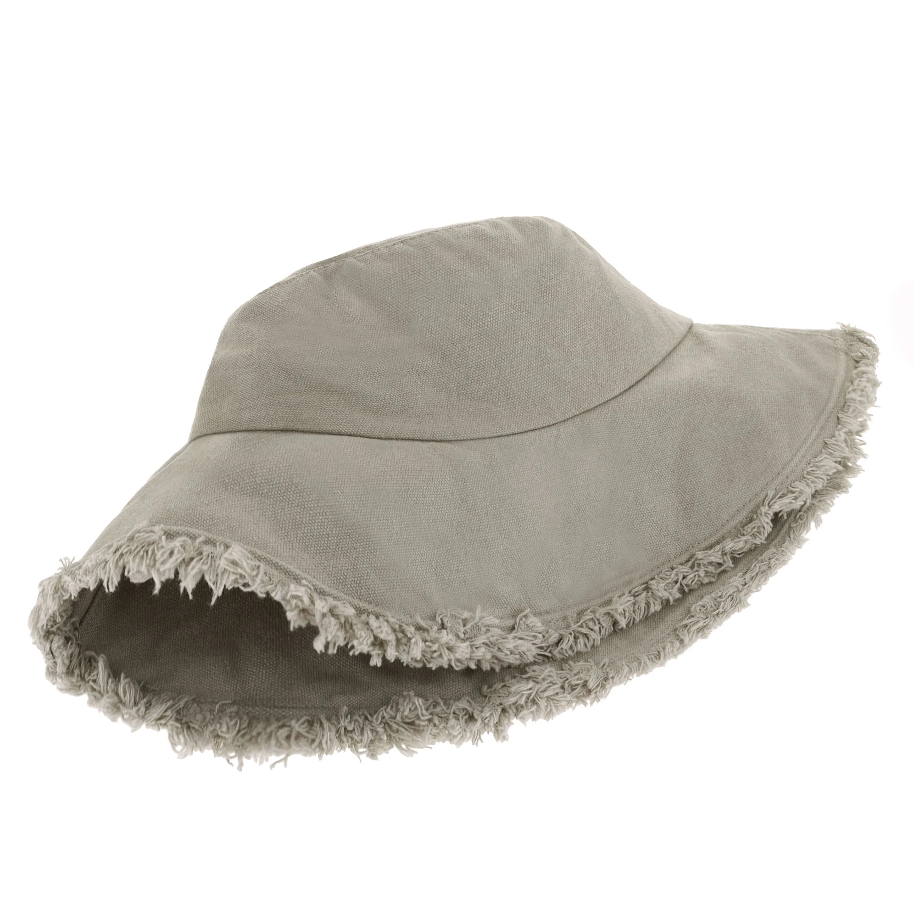 Wide Brim Frayed Bucket Hat