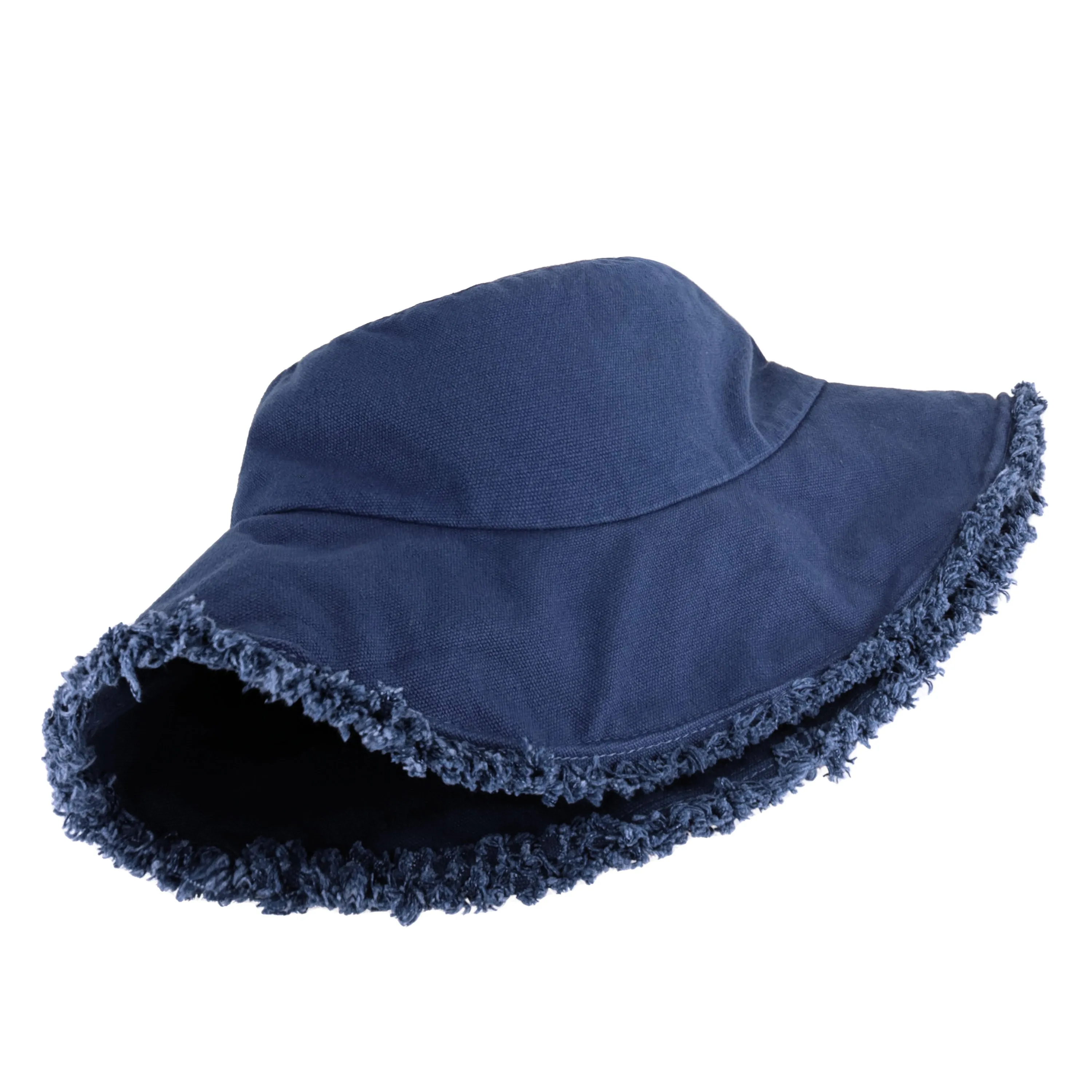 Wide Brim Frayed Bucket Hat