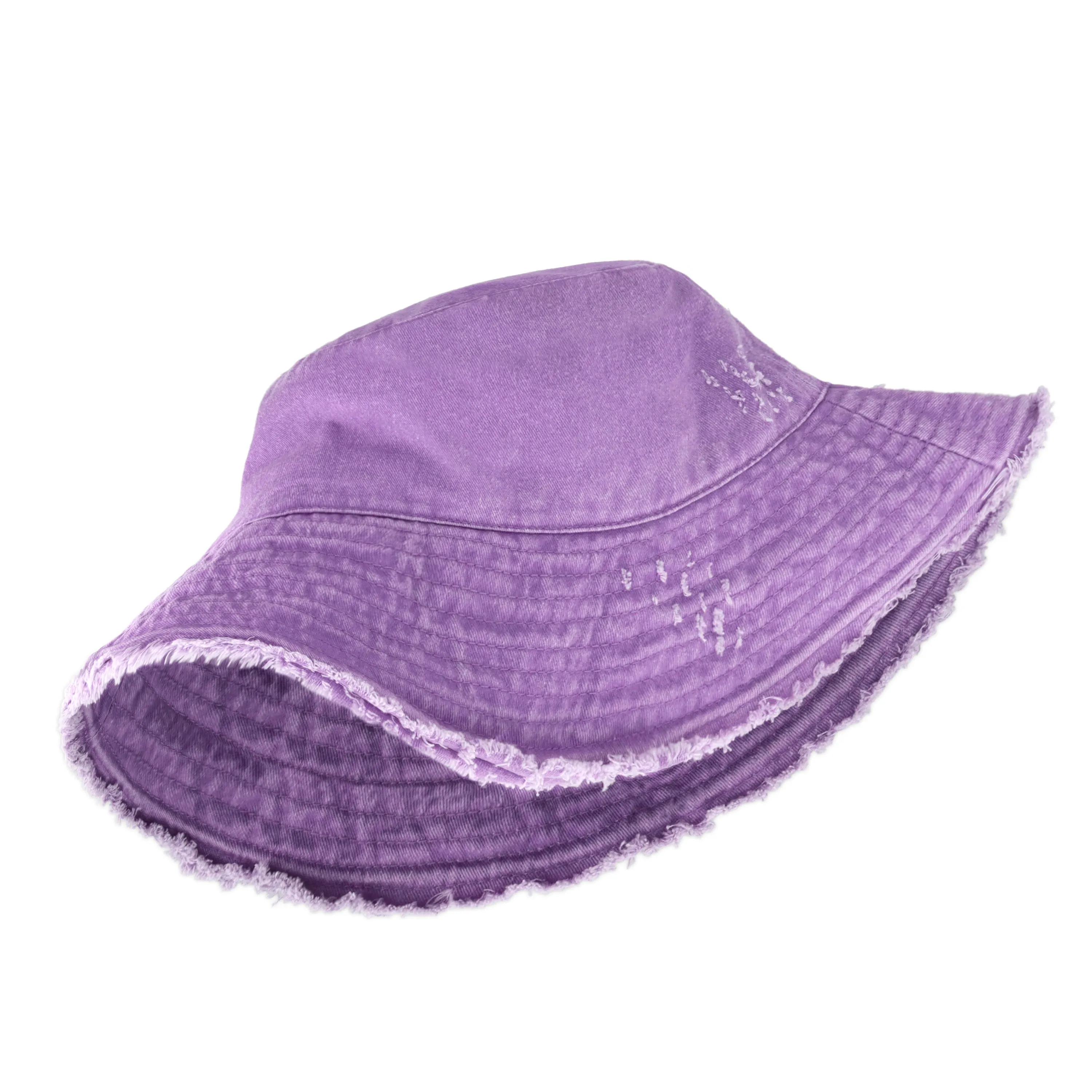 Wide Brim Frayed Bucket Hat