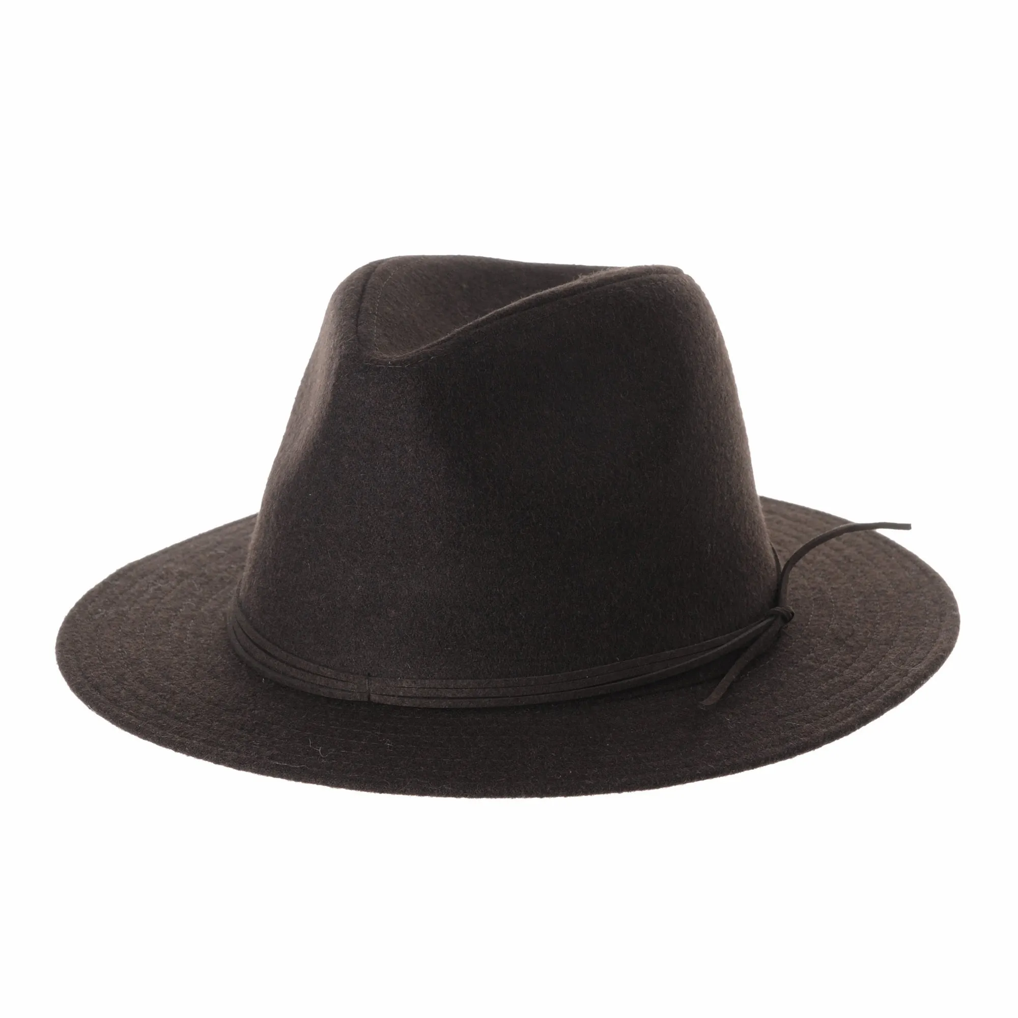 Wool Felt Fedora Panama Hat Faux Leather Band Wide Brim SL6528