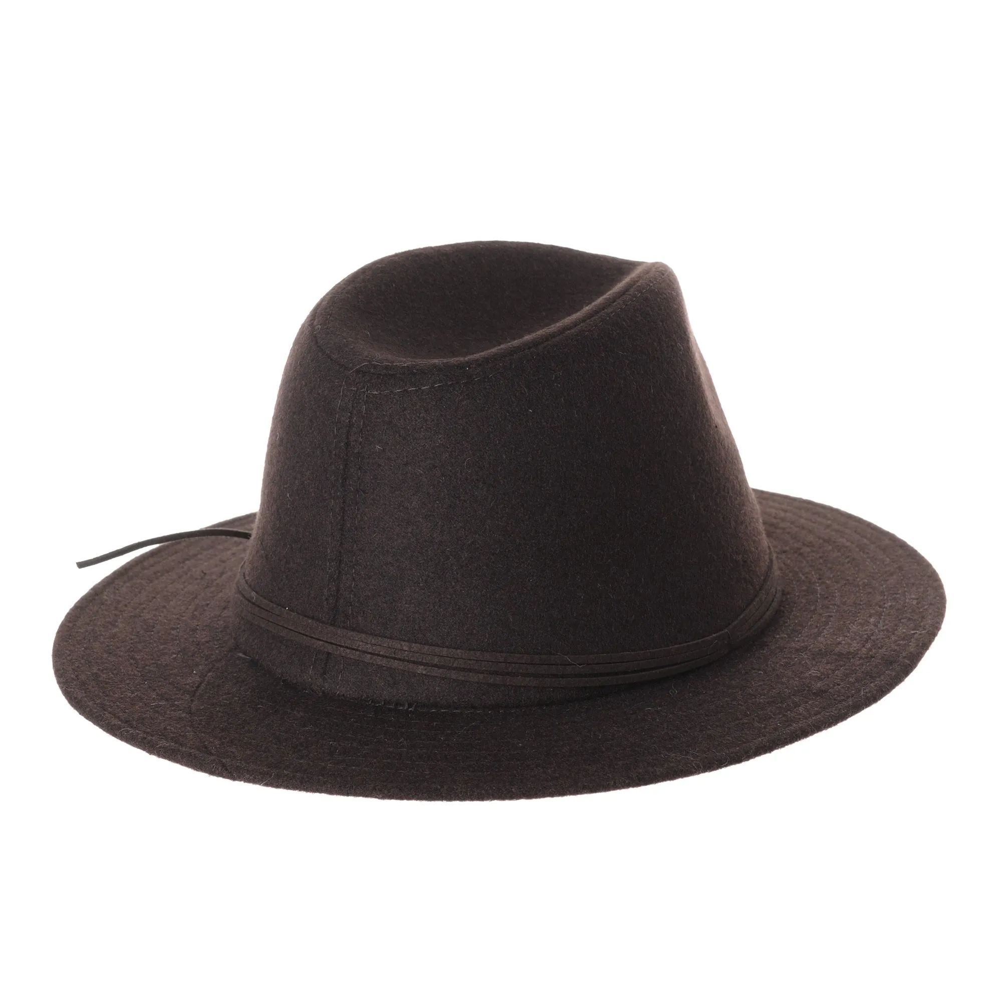 Wool Felt Fedora Panama Hat Faux Leather Band Wide Brim SL6528