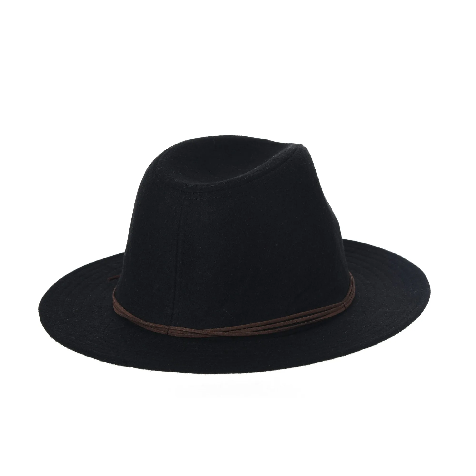 Wool Felt Fedora Panama Hat Faux Leather Band Wide Brim SL6528